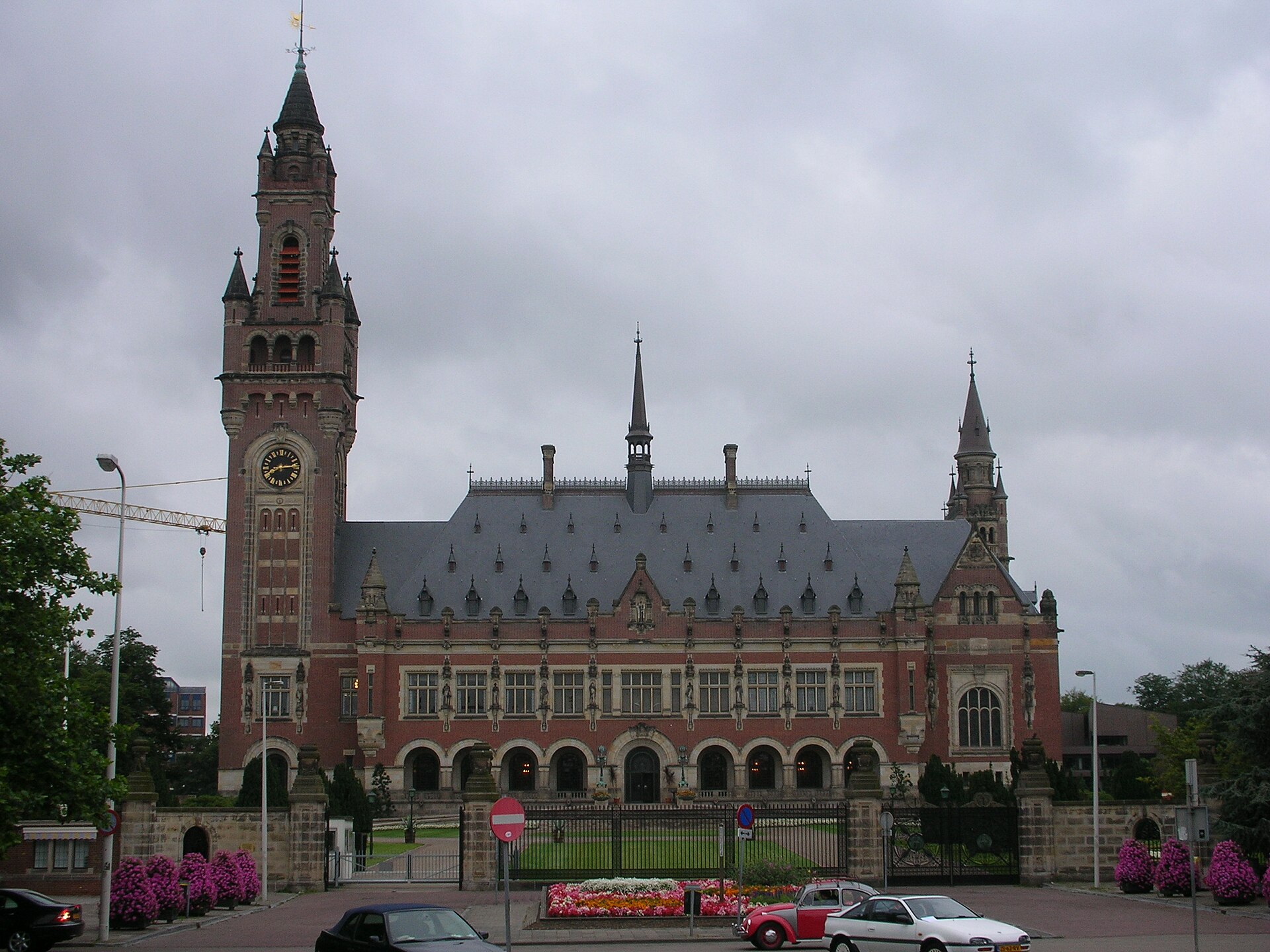 The Peace Palace in The Hague, a red-brick building with a clock tower